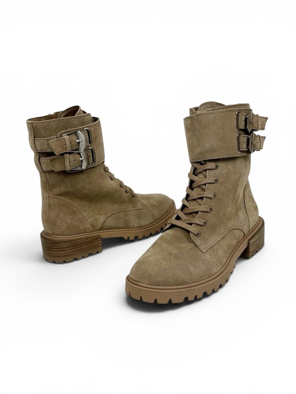 Vince Camuto NWOB Fawdy Combat Boot 6M Wild Mushroom Tan Suede‎